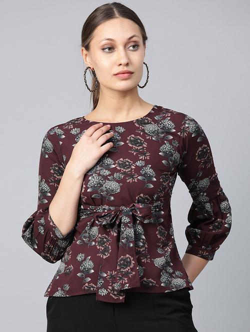 tie front floral top - 16956602 - Standard Image - 1