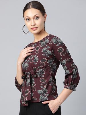 tie front floral top - 16956602 - Standard Image - 2