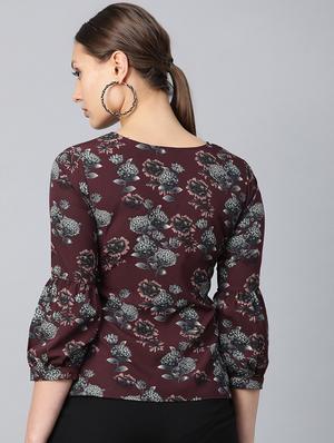tie front floral top - 16956602 - Standard Image - 3