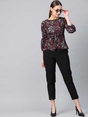 tie front floral top - 16956602 - Standard Image - 4