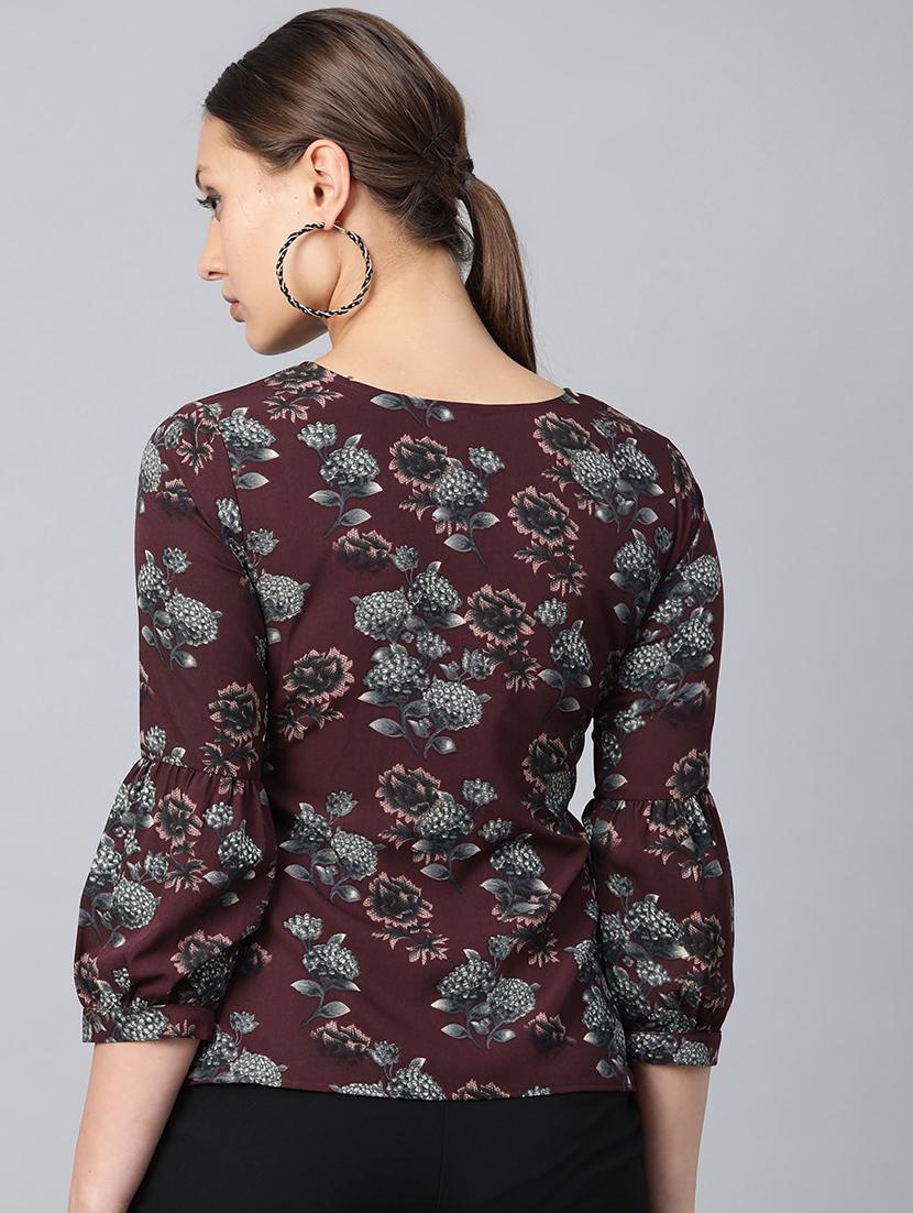 tie front floral top - 16956602 - Zoom Image - 3