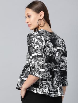 tie up neck abstract peplum top - 16956603 - Standard Image - 3