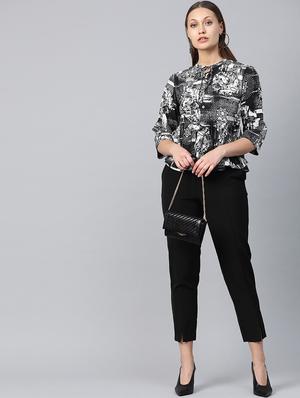 tie up neck abstract peplum top - 16956603 - Standard Image - 4