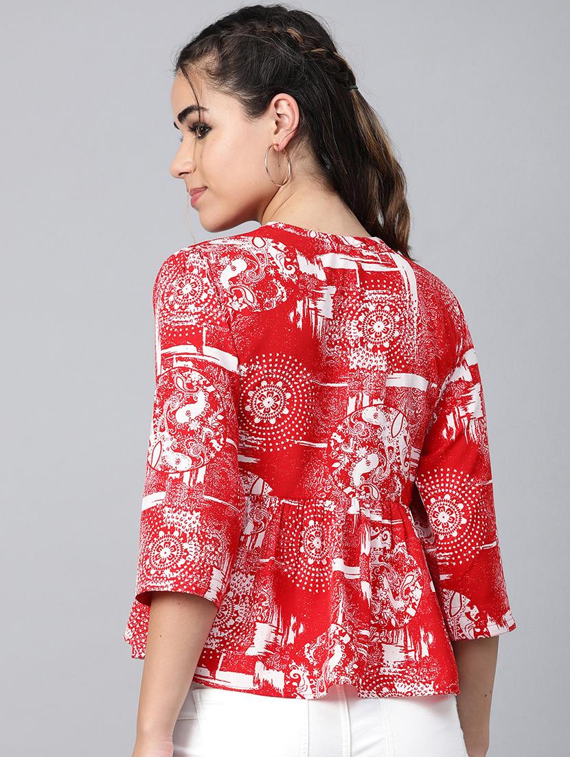 tie up neck abstract peplum top - 16956604 - Zoom Image - 3