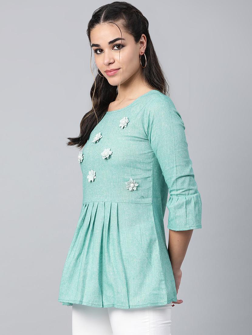 pleat detail embellished top - 16956606 - Zoom Image - 2