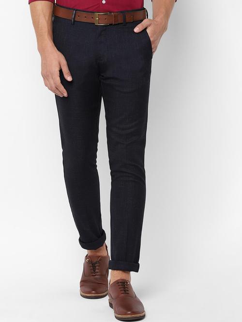 navy blue textured chinos - 16956761 - Standard Image - 1