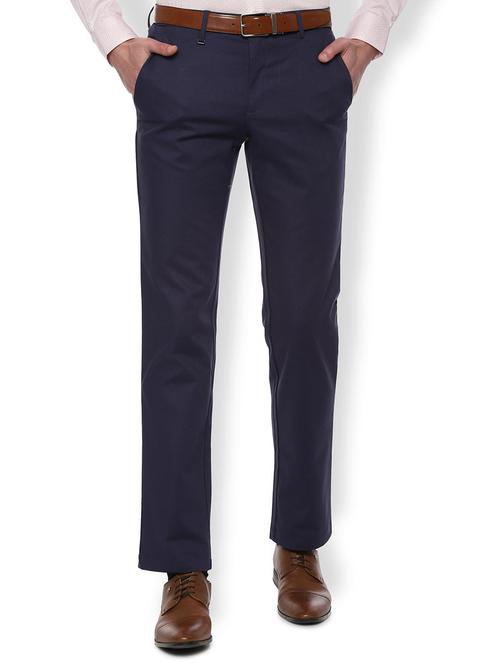 navy blue solid flat front formal trouser - 16956768 - Very Small Image - 1