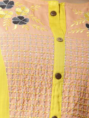 contrast yoke straight kurta - 16957195 - Standard Image - 4