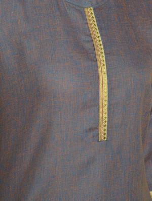 contrast solid straight kurta - 16957265 - Standard Image - 6