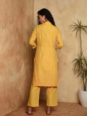 contrast solid straight kurta - 16957271 - Standard Image - 3