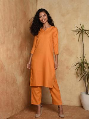 contrast solid straight kurta - 16957276 - Standard Image - 2