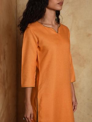 contrast solid straight kurta - 16957276 - Standard Image - 5