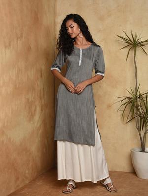solid straight kurta - 16957279 - Standard Image - 2