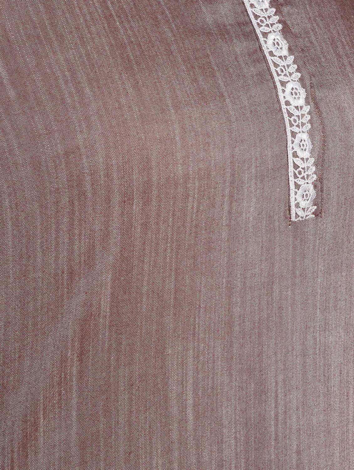lace solid straight kurta - 16957282 - Zoom Image - 5