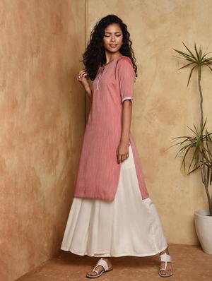 lace solid straight kurta - 16957283 - Standard Image - 2