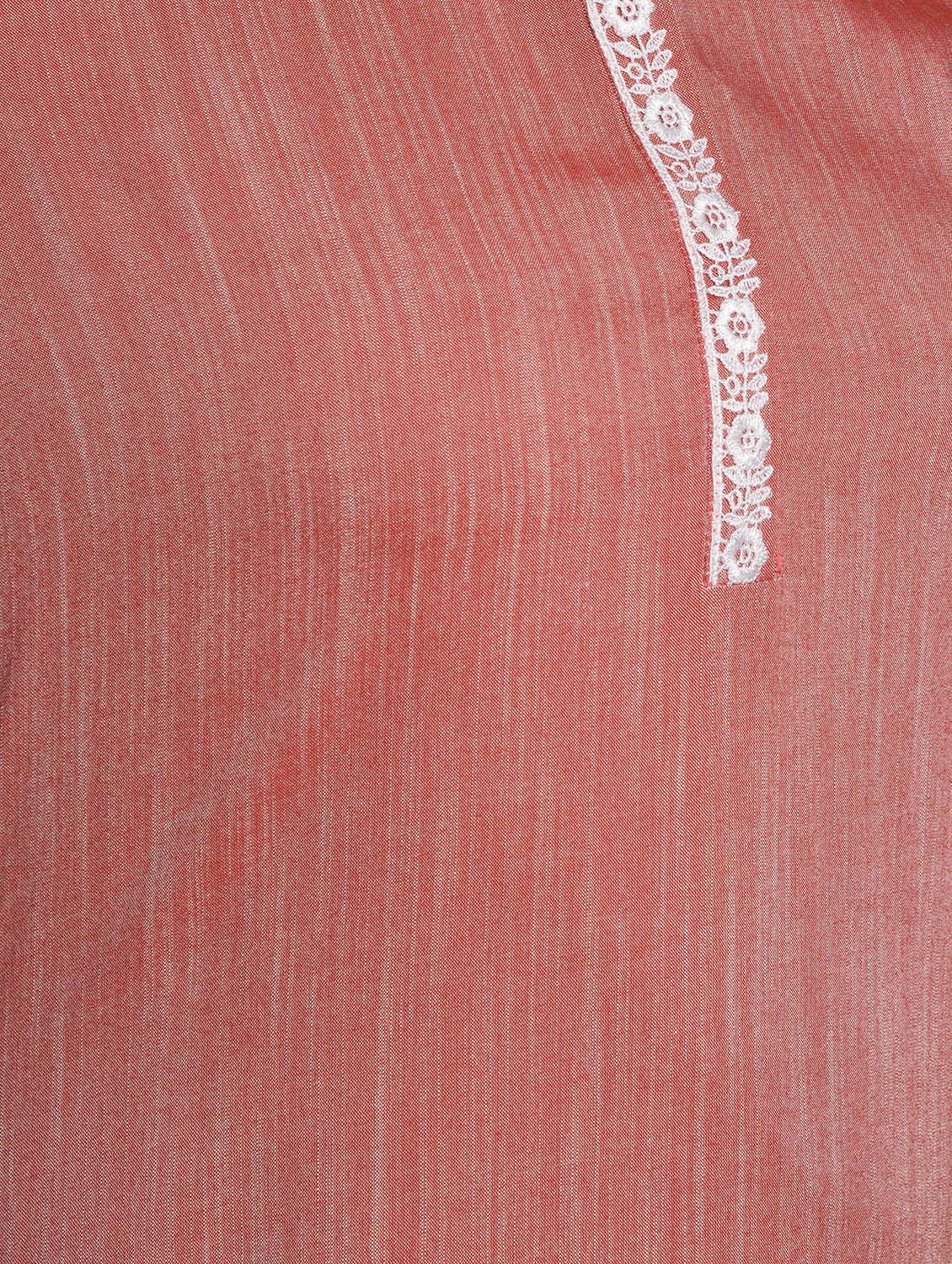 lace solid straight kurta - 16957283 - Zoom Image - 6
