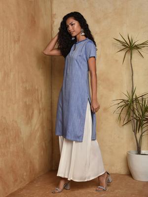 solid straight kurta - 16957286 - Standard Image - 2