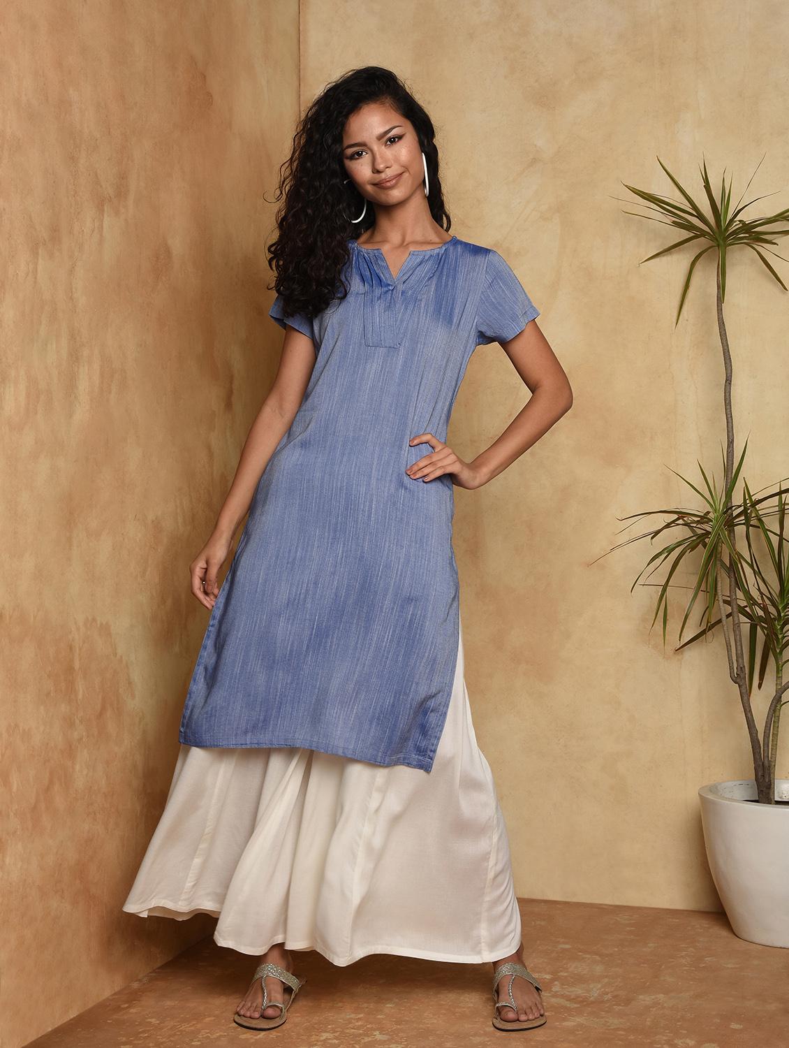 solid straight kurta - 16957291 - Zoom Image - 1