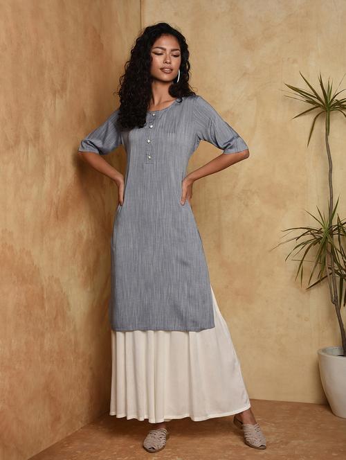 solid straight kurta - 16957295 - Standard Image - 1