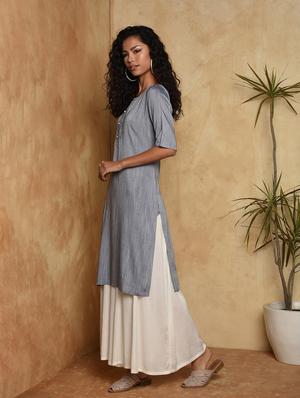 solid straight kurta - 16957295 - Standard Image - 2