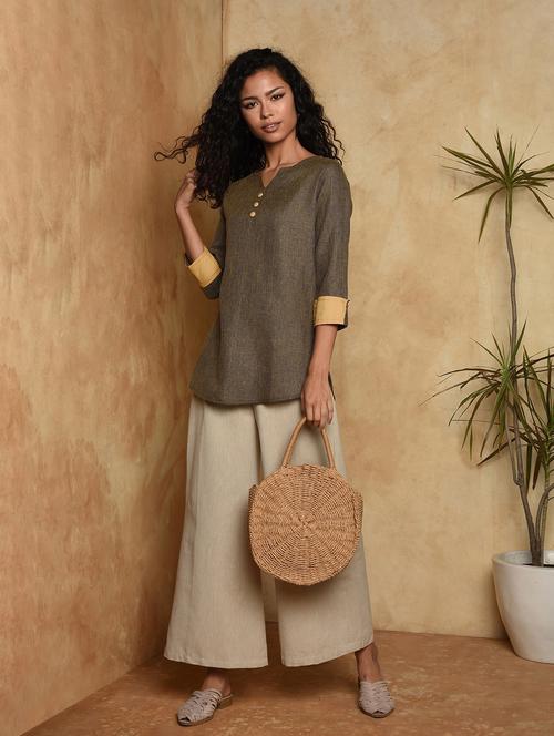 solid a-line kurti - 16957316 - Standard Image - 1
