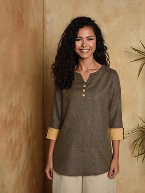 solid a-line kurti - 16957316 - Standard Image - 2