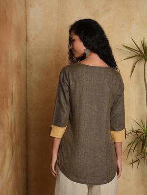 solid a-line kurti - 16957316 - Standard Image - 4