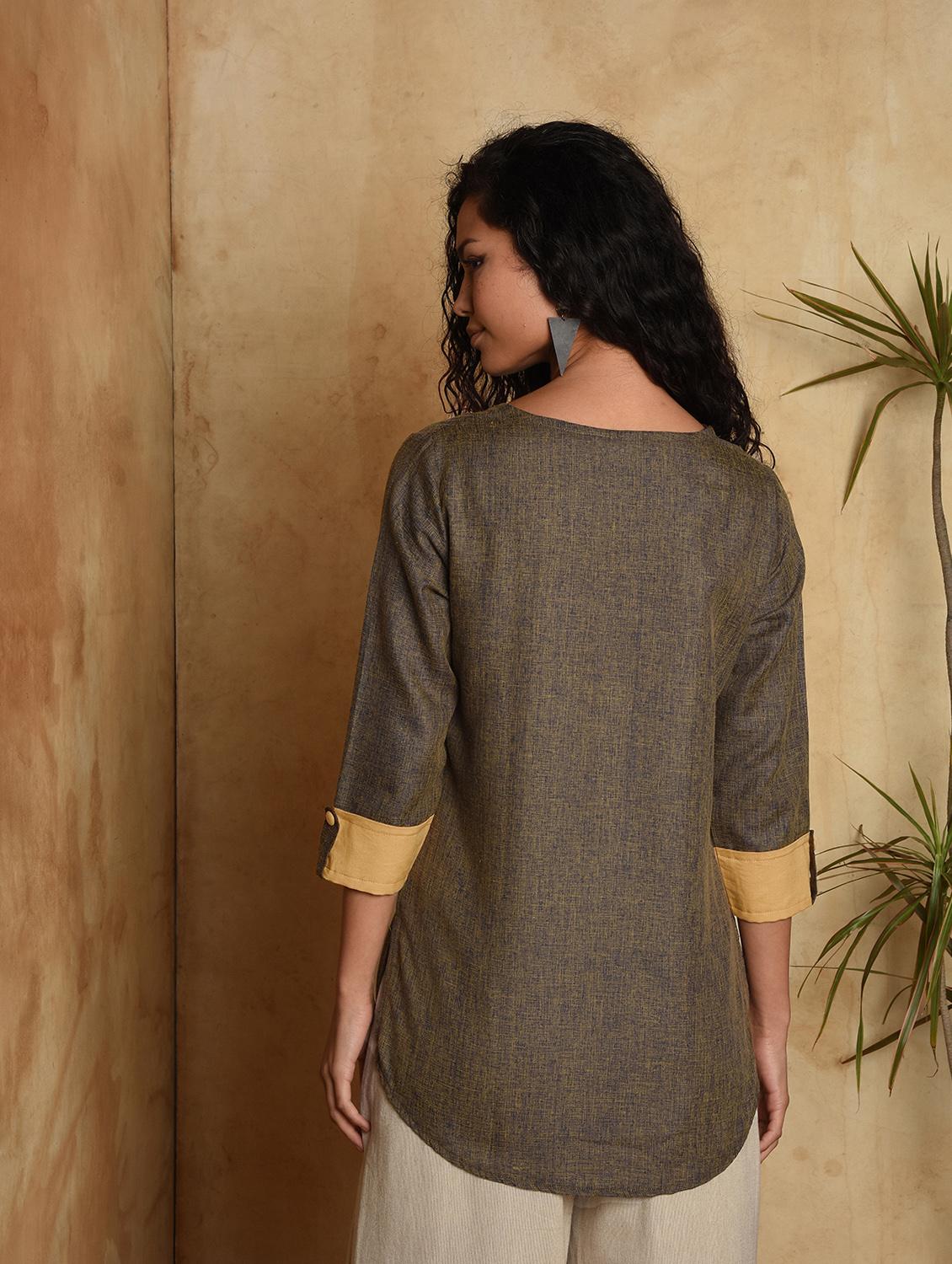 solid a-line kurti - 16957316 - Zoom Image - 4
