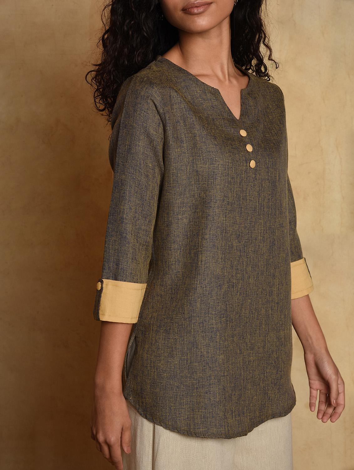 solid a-line kurti - 16957316 - Zoom Image - 5