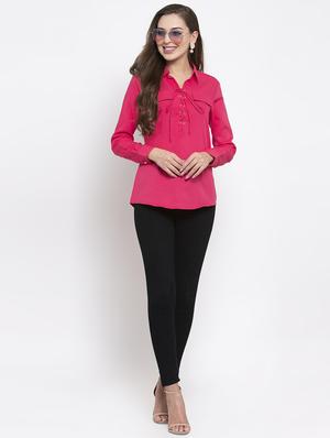 lace up shirt collar top - 16957332 - Standard Image - 4