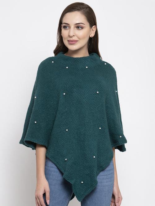 pearl embellished wool poncho - 16957335 - Very Small Image - 1
