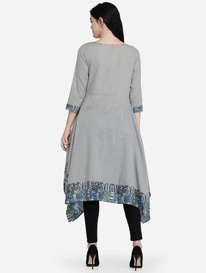 solid asymmetric kurta - 16957348 - Standard Image - 3