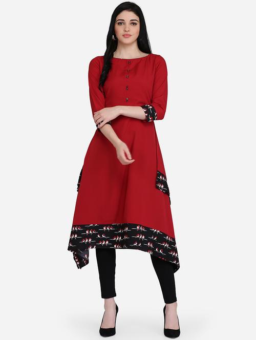 solid asymmetric kurta - 16957349 - Standard Image - 1