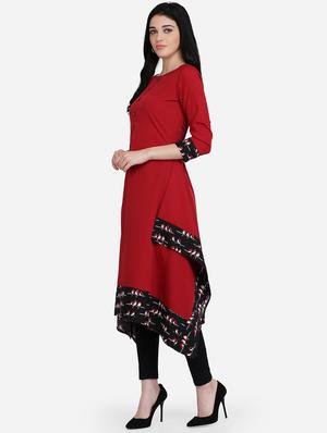 solid asymmetric kurta - 16957349 - Standard Image - 2