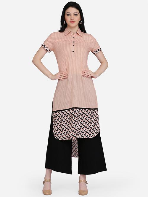 striped high-low kurta - 16957354 - Standard Image - 1