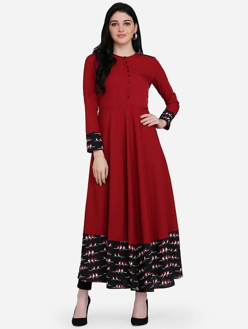 solid flared kurta - 16957359 - Standard Image - 1