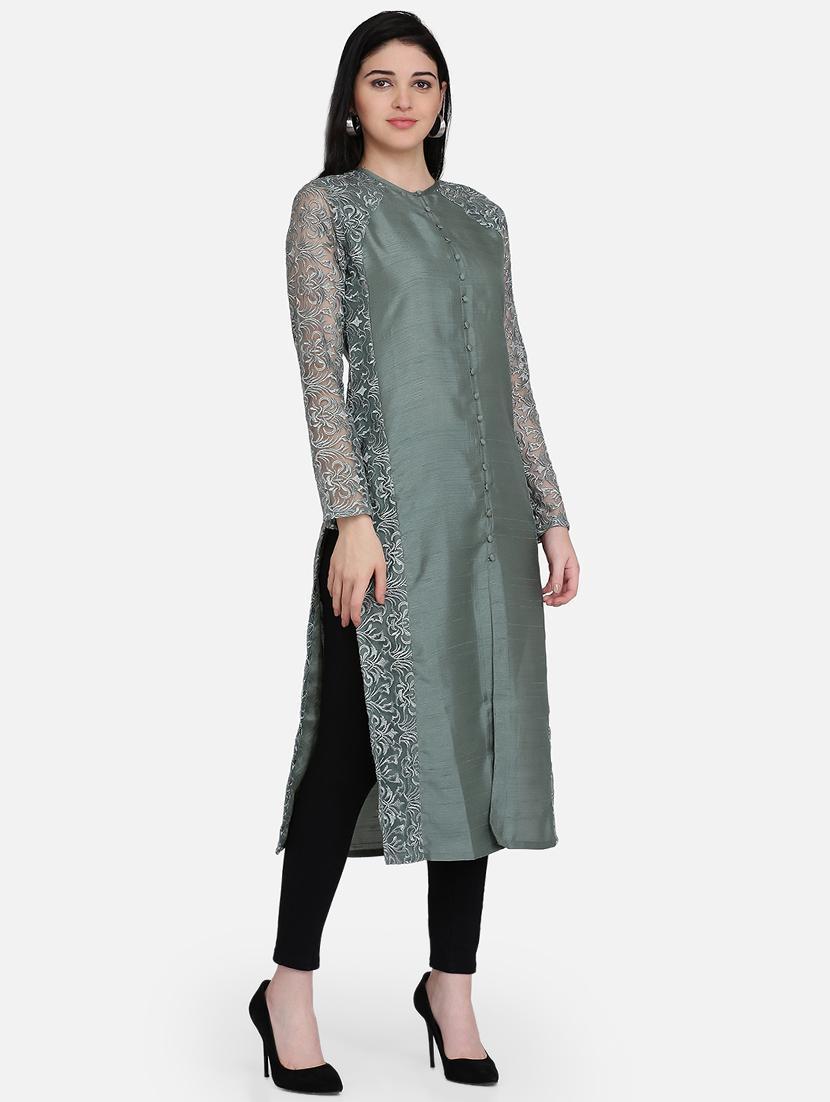 solid flared kurta - 16957361 - Zoom Image - 2