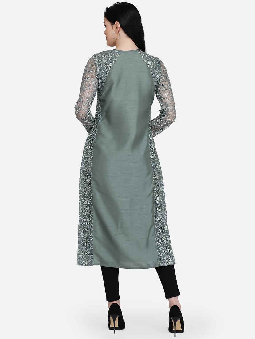 solid flared kurta - 16957361 - Zoom Image - 3