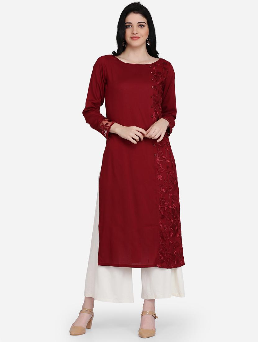 tonal embroidered straight kurta - 16957367 - Zoom Image - 1