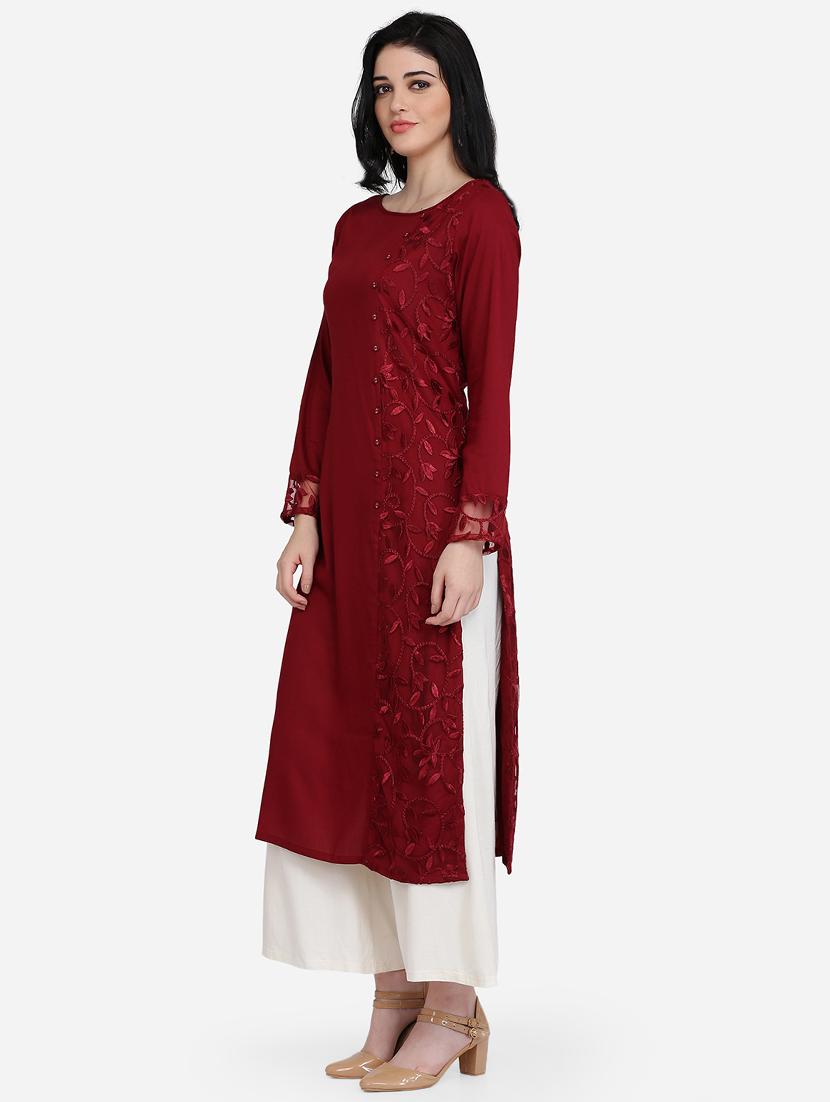 tonal embroidered straight kurta - 16957367 - Zoom Image - 2