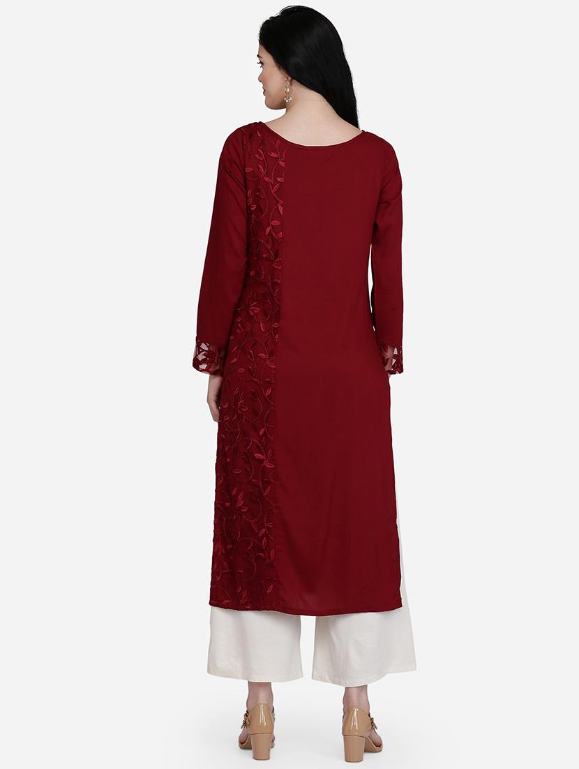 tonal embroidered straight kurta - 16957367 - Zoom Image - 3
