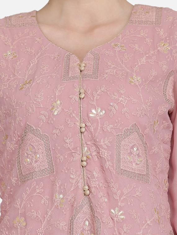 tonal embroidered straight kurta - 16957368 - Zoom Image - 4
