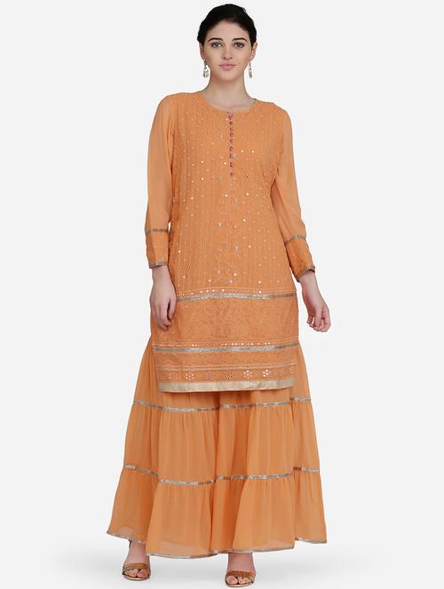 mirror work straight kurta - 16957370 - Standard Image - 1
