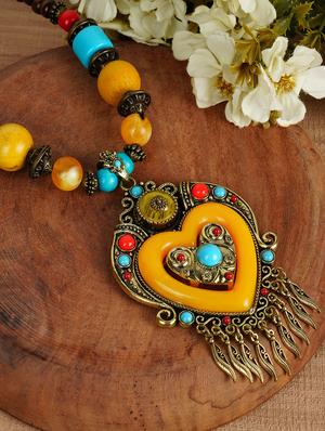 yellow wood chain necklace - 16957449 - Standard Image - 2