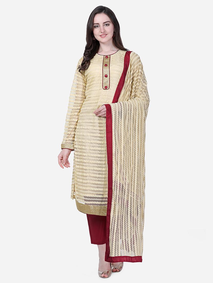 self design churidaar unstitched suit - 16957497 - Zoom Image - 1
