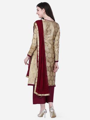 self design palazzo unstitched suit - 16957506 - Standard Image - 3