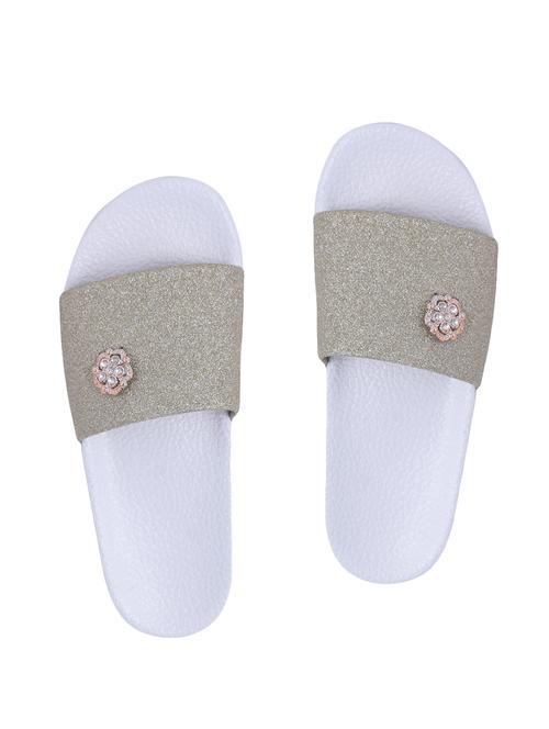 silver slip on flip flops - 16957677 - Standard Image - 1