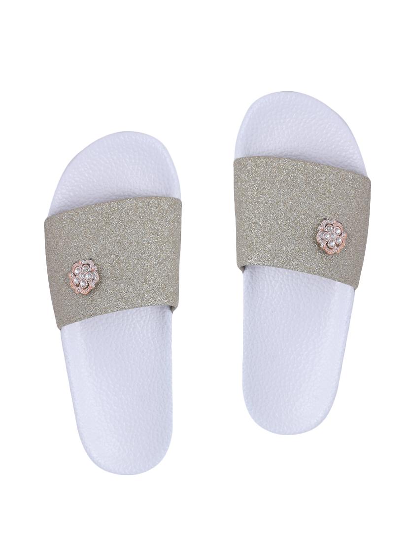 silver slip on flip flops - 16957677 - Zoom Image - 1