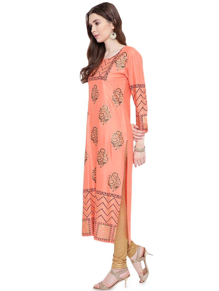 foil print straight kurta - 16957776 - Zoom Image - 2
