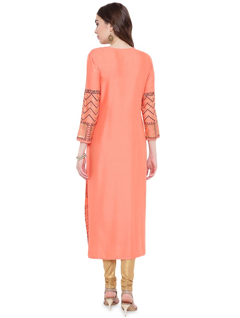 foil print straight kurta - 16957776 - Zoom Image - 3